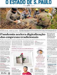 Capa do jornal Estadão 13/09/2020