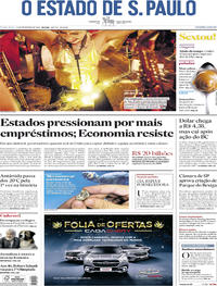 Capa do jornal Estadão 14/02/2020