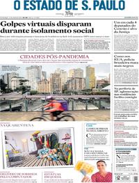 Capa do jornal Estadão 14/06/2020