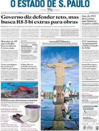 Capa do jornal Estadão 14/08/2020