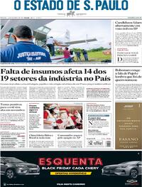 Capa do jornal Estadão 14/11/2020