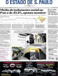 Capa do jornal Estadão 15/05/2020