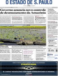 Capa do jornal Estadão 15/07/2020