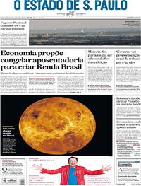 Capa do jornal Estadão 15/09/2020