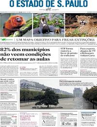 Capa do jornal Estadão 15/10/2020