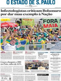 Capa do jornal Estadão 16/03/2020