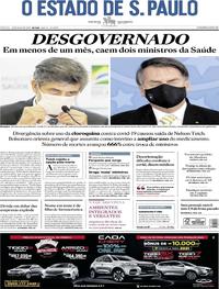 Capa do jornal Estadão 16/05/2020