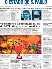 Capa do jornal Estadão 16/10/2020