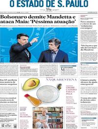 Capa do jornal Estadão 17/04/2020