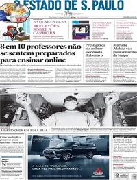 Capa do jornal Estadão 17/05/2020