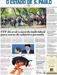 Capa do jornal Estadão 18/04/2020