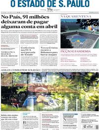 Capa do jornal Estadão 19/04/2020