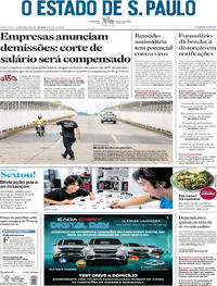 Capa do jornal Estadão 20/03/2020