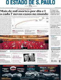 Capa do jornal Estadão 20/05/2020