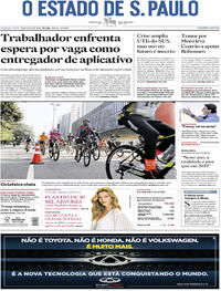 Capa do jornal Estadão 20/07/2020