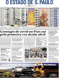 Capa do jornal Estadão 20/08/2020