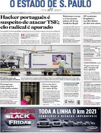 Capa do jornal Estadão 20/11/2020