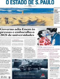 Capa do jornal Estadão 21/05/2020