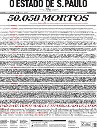 Capa do jornal Estadão 21/06/2020