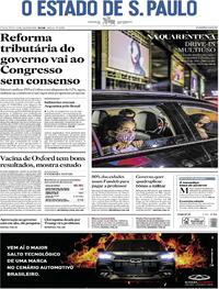 Capa do jornal Estadão 21/07/2020