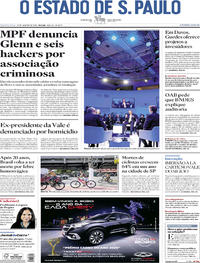 Capa do jornal Estadão 22/01/2020