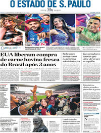 Capa do jornal Estadão 22/02/2020
