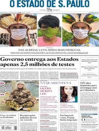 Capa do jornal Estadão 22/04/2020