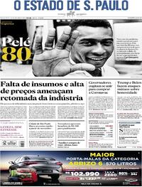 Capa do jornal Estadão 23/10/2020