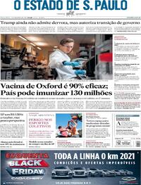 Capa do jornal Estadão 24/11/2020