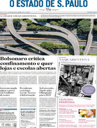 Capa do jornal Estadão 25/03/2020