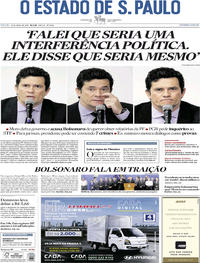 Capa do jornal Estadão 25/04/2020