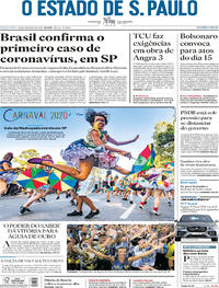 Capa do jornal Estadão 26/02/2020