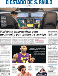 Capa do jornal Estadão 27/01/2020