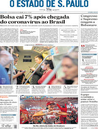 Capa do jornal Estadão 27/02/2020