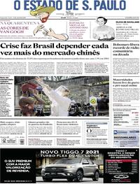 Capa do jornal Estadão 27/07/2020