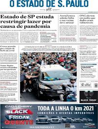 Capa do jornal Estadão 27/11/2020