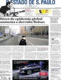 Capa do jornal Estadão 28/01/2020