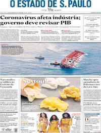 Capa do jornal Estadão 28/02/2020