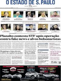 Capa do jornal Estadão 28/05/2020