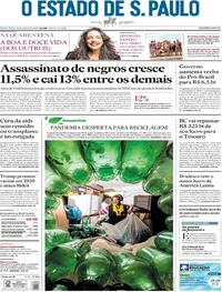 Capa do jornal Estadão 28/08/2020