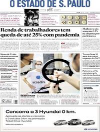 Capa do jornal Estadão 28/09/2020
