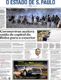 Capa do jornal Estadão 29/02/2020