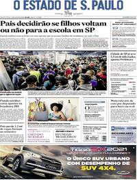 Capa do jornal Estadão 29/07/2020