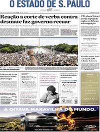 Capa do jornal Estadão 29/08/2020