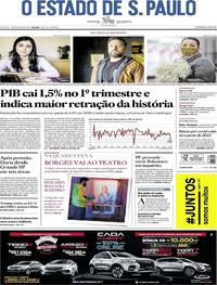 Capa do jornal Estadão 30/05/2020