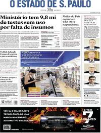 Capa do jornal Estadão 30/07/2020