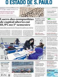 Capa do jornal Estadão 31/08/2020