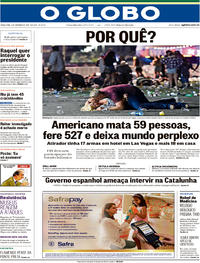 Capa do jornal O Globo 03/10/2017