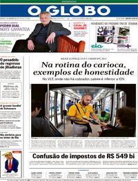 Capa do jornal O Globo 03/12/2017