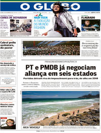 Capa do jornal O Globo 04/11/2017
